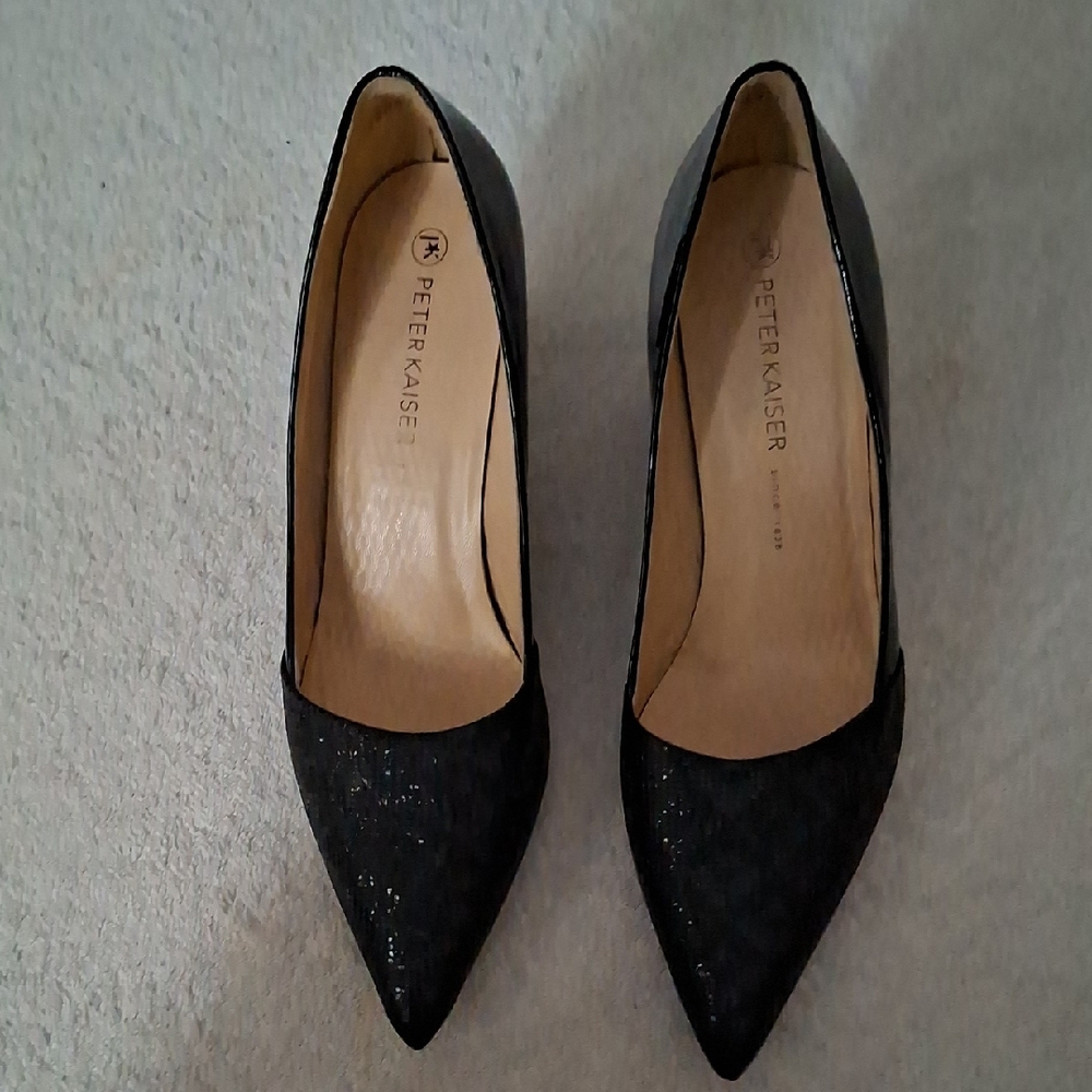 Peter Kaiser Black Sparkle Pointed Toe Heels